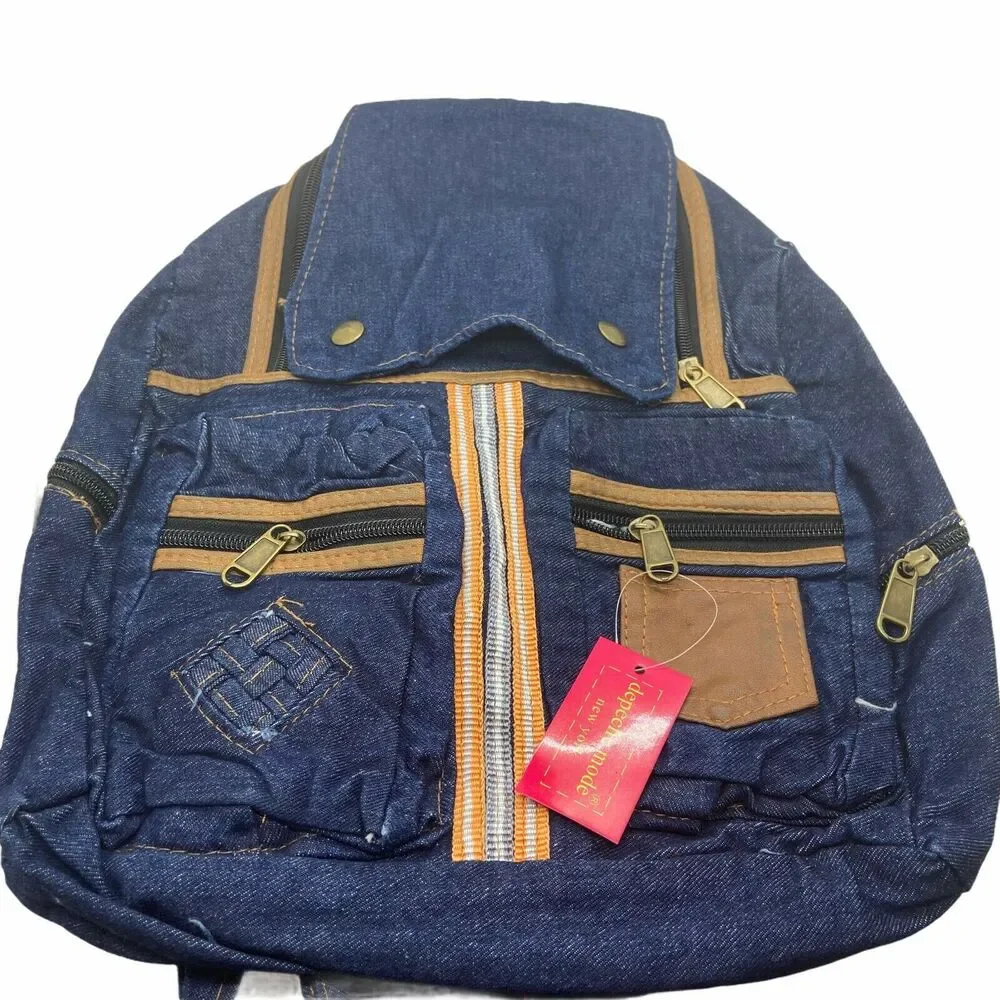 Depeche Mode Backpack Tote Denim Blue Zipper Shoulder Strap Travel Retro New